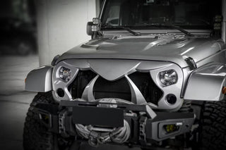 Halloween Front Grille Grid Grill for 2007-2018 Jeep Wrangler Rubicon Sahara Sport JK/JKU, Matte Black