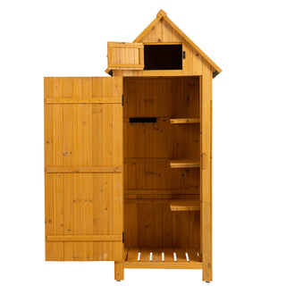 30.3'L x 21.3'W x 70.5'H Outdoor Storage Cabinet Tool Shed – Wooden Garden Shed, Natural Finish