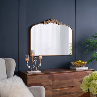 40' x 31' Classic Gold Arch Mirror with Baroque Frame for Living Room Bathroom Entryway Console