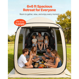 Screen House Tent, 6 x 6 ft, 4-6 Person Pop Up SUV Tailgate Tent, Portable Screened in Canopy with Carry Bag, Netting Sides, for Car Camping, Garden, Patio, Backyard, Outdoor Activities, Beige