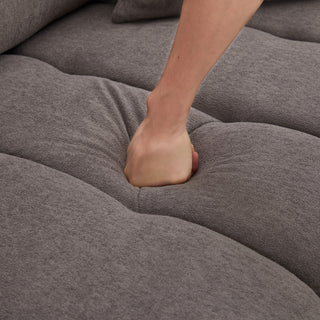 80'' Premium Chenille Fabric Sofa with 2 Cushions & 1 Lumbar Pillow, Armrest Strap Design – Upholstered 3-Seater Sofa for Living Rooms, Bedrooms, Apartments & Offices, Grey