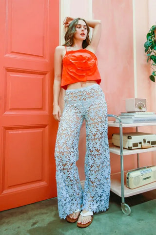 HYFVE Flower Front Square Neck Cropped Cami