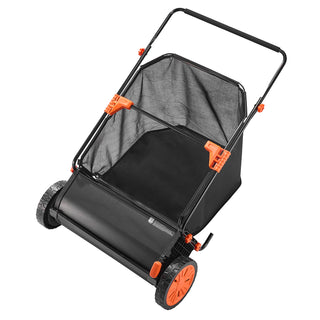 26 inch Push Lawn Sweeper with Hopper Bag, Black