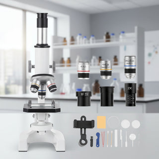 Microscope for Kids Adults, 40X-2000X Professional Compound Microscope Mobile Phone Adapter with LED Light, for Laboratory, School, Home, Education