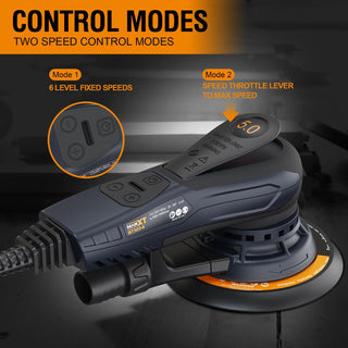 Variable Speed Electric Random Orbital Sander | Brushless 5mm Palm Sander with Case & Dual Pads
