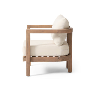 Patio Set 3 Piece Acacia Wood Outdoor Furniture Conversation Seat with Table for Porch, Garden, Backyard, Balcony, Brown wash, Beige cushion