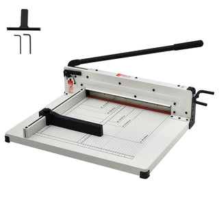 Heavy Duty Paper Cutter, 17' Industrial Commercial Guillotine Paper Cutter for A3 Paper, 400 Sheet Capacity, Solid Steel Construction, Stack Paper Trimmer for Office Home School Shop, White