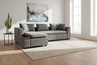 Modern L-Shaped Sectional Sofa with Storage in Gray Chenille, 93.7' Upholstered Couch