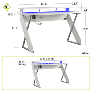 Xtreme Gaming Desk with Riser, White