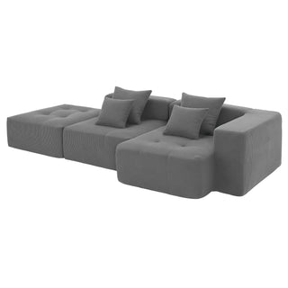 [VIDEO+New]105.5''L Shaped Modular Sectional Sofa,Minimalist Corduroy Floor Couch Set,Convertible Foam-Filled Cloud Compressed Couch for Living Room,3 PC Free Combination,No Assembly Required,3 Colors