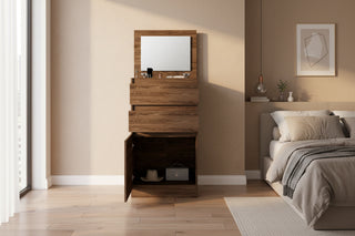 Kamelot and Asturias Dark Walnut Dressers with Jewelry Box and Mirror - 43" Modern Bedroom Wardrobe