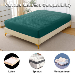 Waterproof Quilted Fitted Sheet, King, Green
