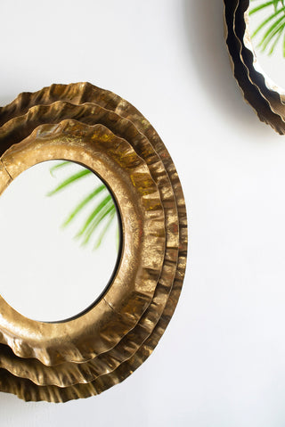 16' Round Wall Mirror with Gold Metal Frame, Mid-Century Modern Accent Mirror for Living Room