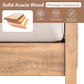 Outdoor 4-piece Acacia Wood and Rope Sectional Patio Sofa Set