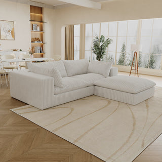 39.8" Cloud Sofa - Corduroy Deep Seat Couch, No Assembly, White