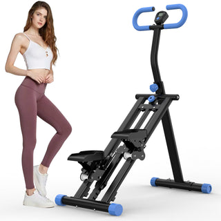 Stair Stepper with Resistance – Home Vertical Climber Workout Machine, Full-Body Exercise Equipment with Adjustable Handlebar & Stable Frame (Black Blue)