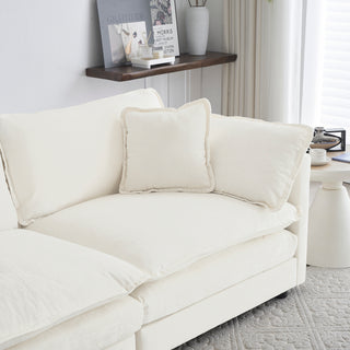 White Chenille 2-Piece Sofa Set - Comfy 2-Seater Loveseat and Accent Chair