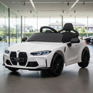 BMW M4 12V Kids Electric Ride-On Car with 2.4G Parent Remote Control – 3 Speed, Bluetooth, LED Lights, Music, USB & Easy Carry Handle