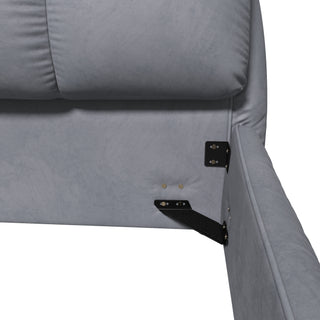 Queen Size Upholstered Platform Bed with Oversized Padded Backrest, Thickening Pinewooden Slats and Solid Wood Leg,Grey(New Sku:W1885S00020)