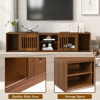 Pet-Friendly Mid-Century Modern TV Stand - Extendable, Walnut