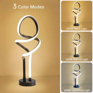 Small Unique Bedside Dimmable LED Table Lamp with Plug, Modern Desk Lamp for Girls Room, Living Room, Dresser