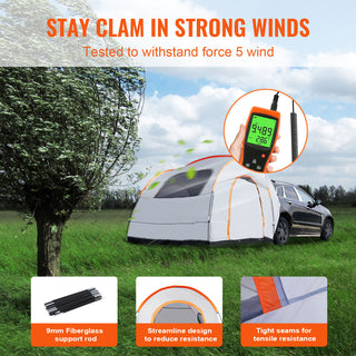 SUV Camping Tent 8’ x 8’ | Rear Hatch SUV Tent Attachment for 6–8 Persons with Rainfly & Carry Bag | PU2000mm Double-Layer Truck & Van Tailgate Tent