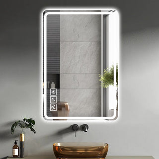 40"x24" LED Bathroom Mirror, Wall Mounted Vanity Mirror with Front Lights, Anti-Fog Frameless Makeup Mirror, Copper-Free Silver Mirror, Horizontal or Vertical Orientation