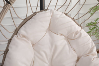 
Outdoor Egg-shaped Hanging Chair with Stand, Patio Egg-shaped Swing Chair, Indoor Rocking Chair, Outdoor Hammock Egg-shaped Chair, Beige
