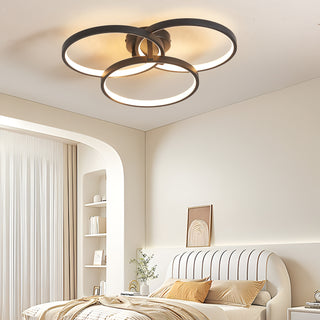 20' Modern Black LED Ceiling Light, 3-Ring Flush Mount Fixture for Living Room, Bedroom, or Dining Room, Sleek and Energy-Efficient Design, Easy Installation