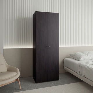 Home 2-Door Black Closet System Armoire | Modern Wardrobe with Hanging Rod
