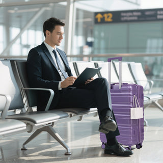 HIFINE TOURIST 3-Piece Purple Luggage Set - 20"/24"/28" ABS Spinner Suitcases with Combination Lock