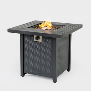 28-inch Iron Square Propane Fire Pit Table - Professional 50,000 BTU Outdoor Heater and Dining Surface
