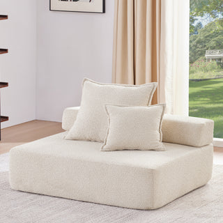 [VIDEO provided] Loveseat Frame for Oversized Modular U Shaped Sectional Sofa,Luxury Boucle Floor Couch,Convertible Compressed Couch,Spacious Foam-Filled Sofa for Living Room,2 Colors