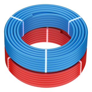1/2 Inch PEX-A Pipe | 2 x 100 ft Hot & Cold Water Lines with Free Cutter (Blue & Red)