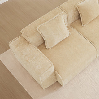 Modular L-Shape Sectional Boneless Sofa with Ottoman, Light Camel