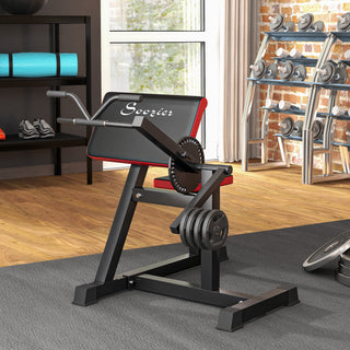 Soozier 2-in-1 Bicep Preacher Curl Bench & Tricep Extension Machine – Adjustable Seat and Elbow Pad for Home Gym