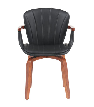 Mid-Century Modern Swivel Dining Chairs Set of 2 – Black PU Leather