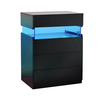 Black LED nightstand with 4 drawers, view 9