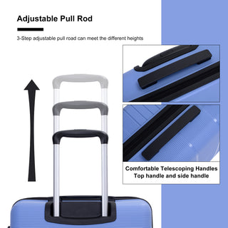 Hardshell Suitcase Double Spinner Wheels PP Luggage Sets Lightweight Durable Suitcase with TSA Lock, Purplish Blue, 3-Piece Set