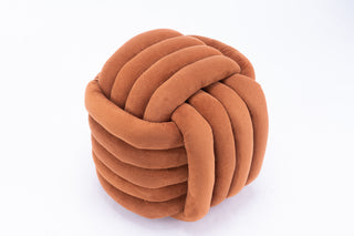 060-Chenille Fabric Modern Knot Design Ottoman Makeup Stool Footstool, Comfortable and Stylish Seat for Living Room, Bedroom,Orange