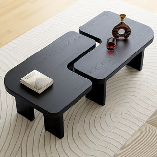 Modern 70.86" Black Extendable Splicing Coffee Table Set - Nesting Wood Center Table