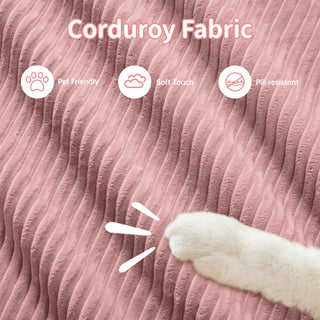 82'' Pink Modular Corduroy Loveseat | Curved Armrest Cloud Sofa