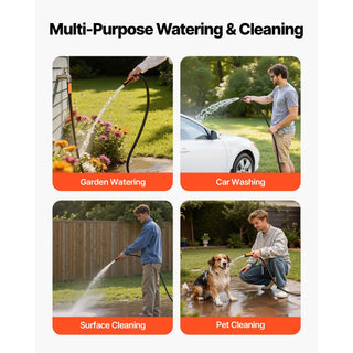 Garden Hose, 75 ft 5/8' Heavy Duty 4-Layer Rubber Water Hose, 150PSI Working & 600PSI Burst, Flexible & Non-kink Outdoor Waterhose with 3/4' Fitting, Lightweight Hoses for Gardening Cleaning