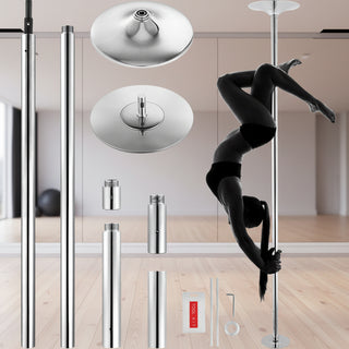 Professional Dancing Pole, Spinning Static Dancing Pole Kit, Portable Removable Pole, 45mm Heavy-Duty Stainless Steel Pole, Height Adjustable Fitness Pole, for Exercise Home Club Gym, Silver