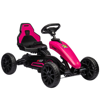 Aosom Kids Pedal Go Kart | Pink Outdoor Ride-On Toy with Handbrake and amp; Adjustable Seat