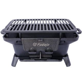 Oval Cast Iron Grill, Portable Charcoal Grill &amp; Camping Stove