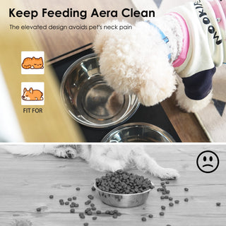 Black Elevated Pet Feeding Station with Hidden Storage Cabinet