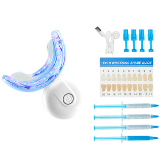 LED teeth whitening kit with 32 red and blue LEDs and tray