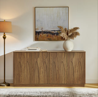 64-Inch TV Stand/Sideboard/Storage Cabinet with Magnetic Doors – Fits Up to 74-Inch TVs; Entertainment Center Featuring Storage Space and Adjustable Shelves – Modern Media Console
