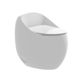 Modern Glossy White Egg Shape Toilet 1.28 GPF Single Flush Ceramic